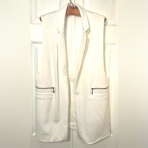 FATE Ivory Sleeveless Blazer Vest Chic Minimalist Layering Size Large